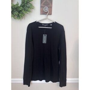NWT Slate & Stone Mens Size L Black Long Sleeve Ribbed Crewneck Toby